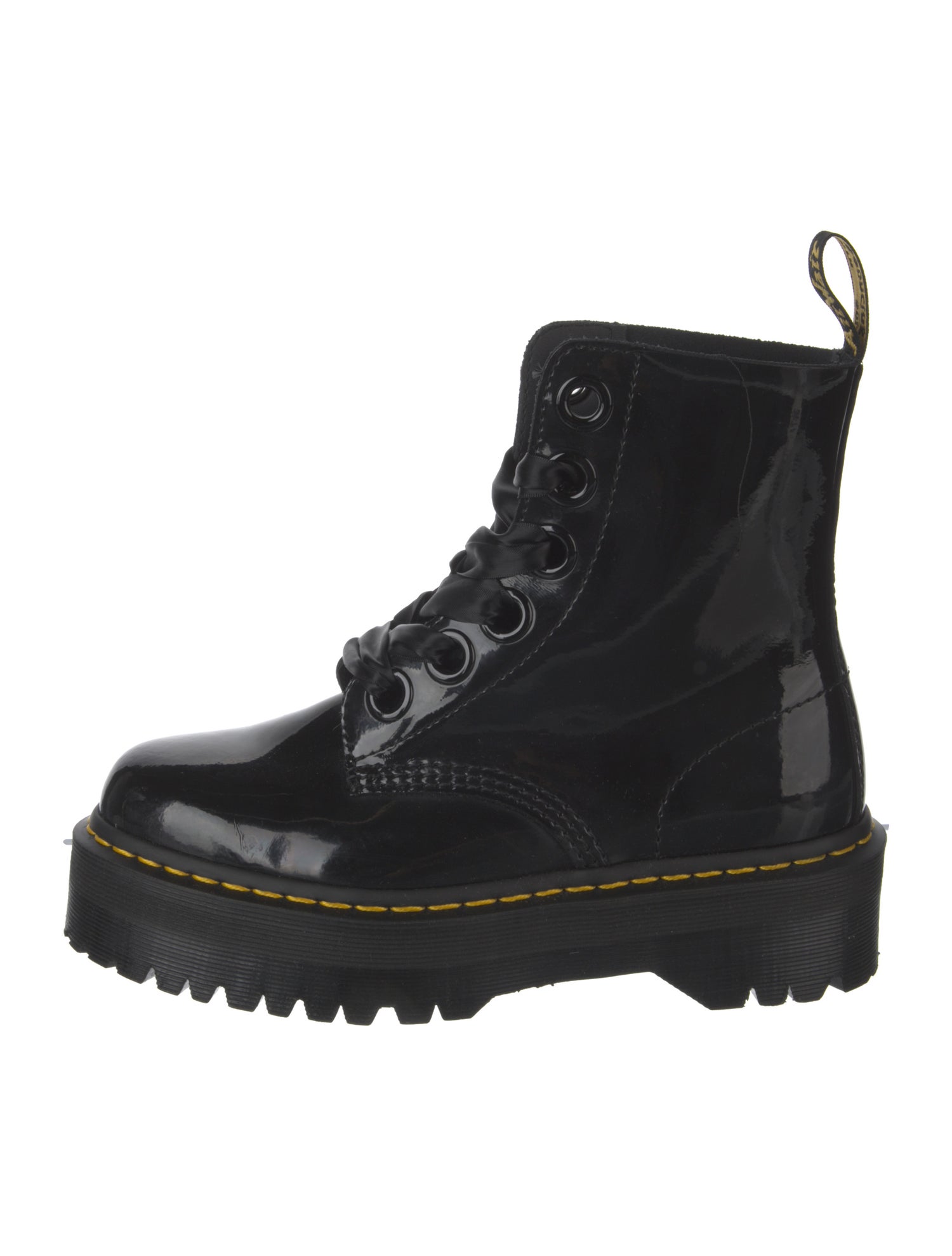 Dr. Martens Patent Leather Whipstitch Trim Combat Boots