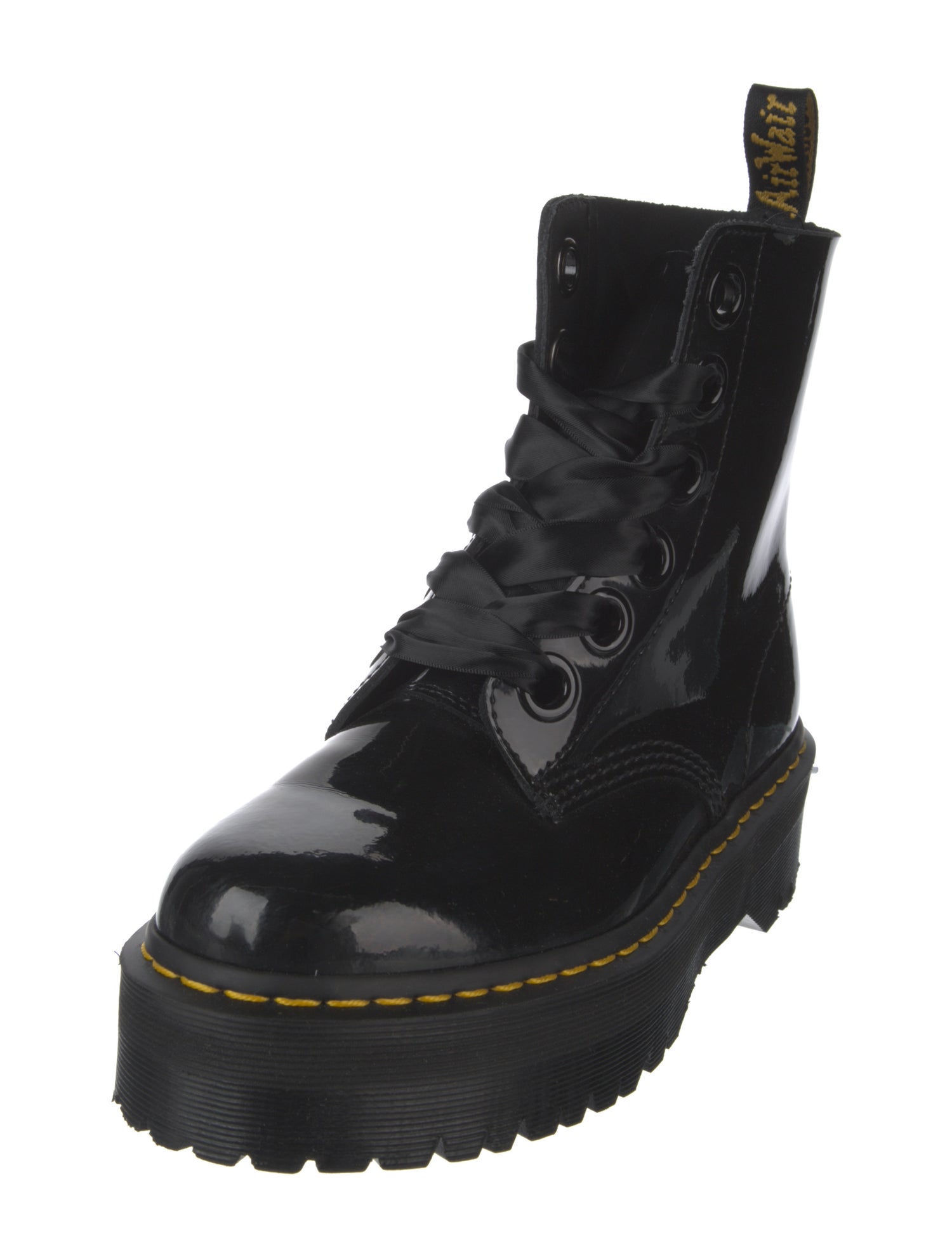 Dr. Martens Patent Leather Whipstitch Trim Combat Boots