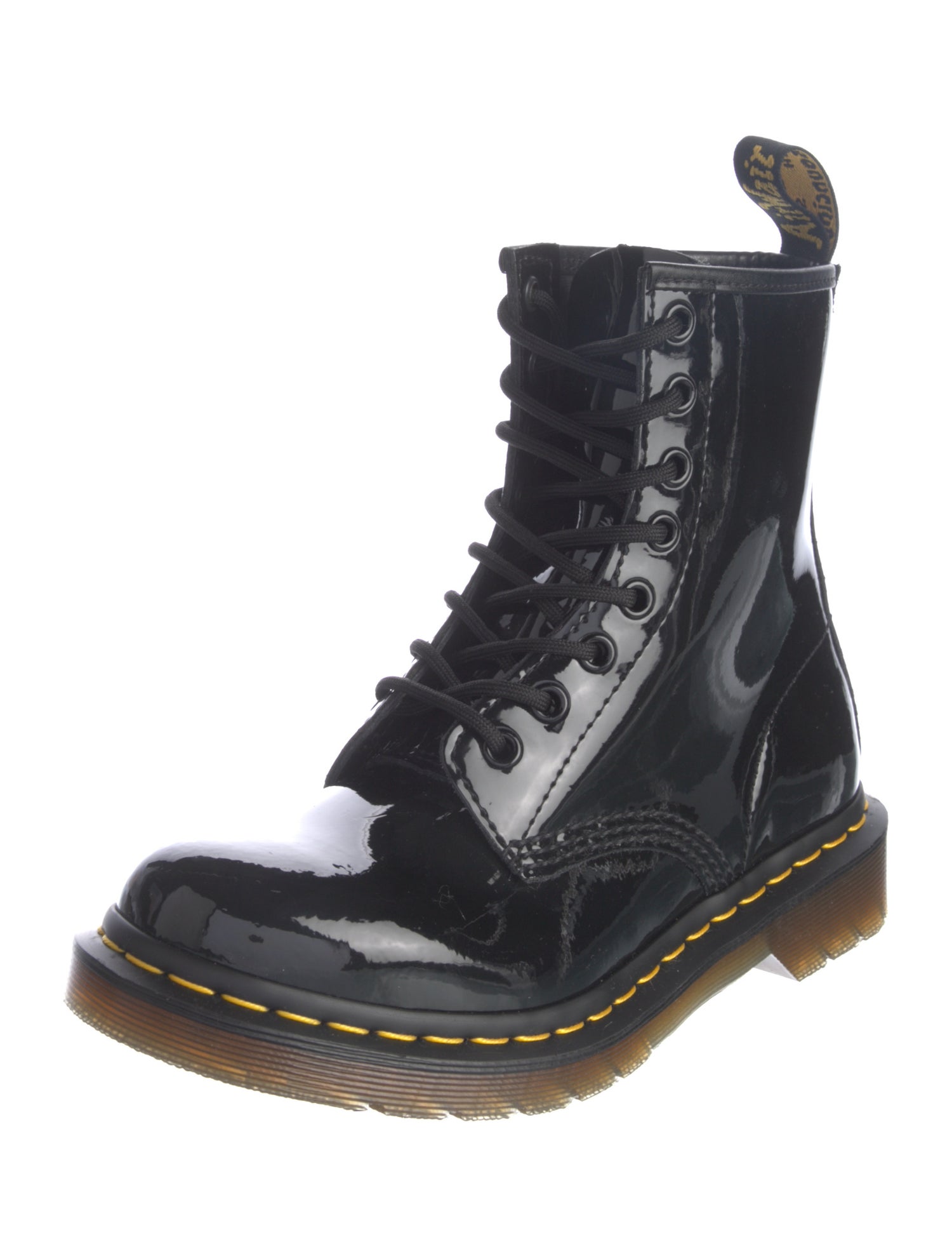 Dr. Martens Patent Leather Printed Combat Boots