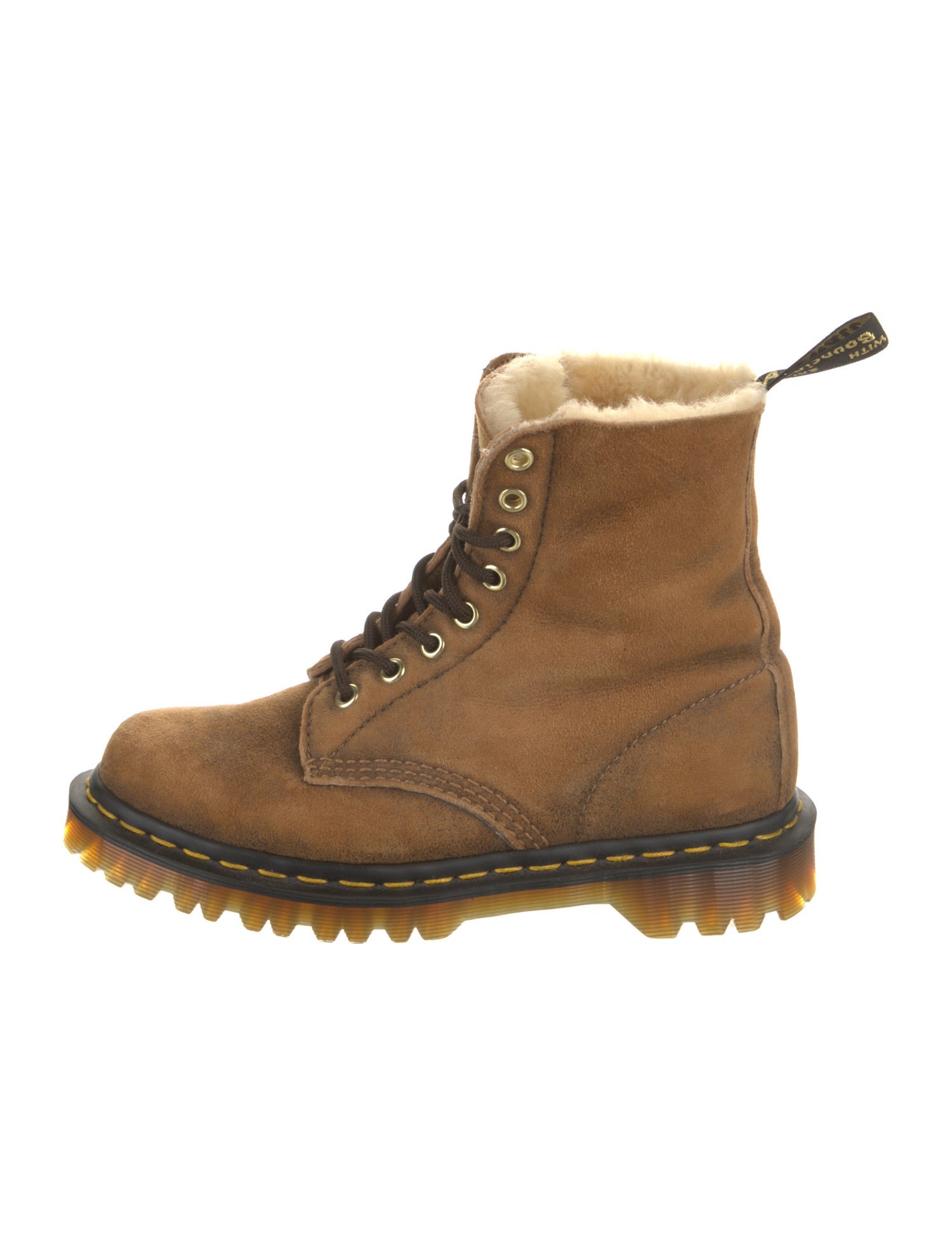 Dr. Martens Leather Faux Fur Trim Combat Boots