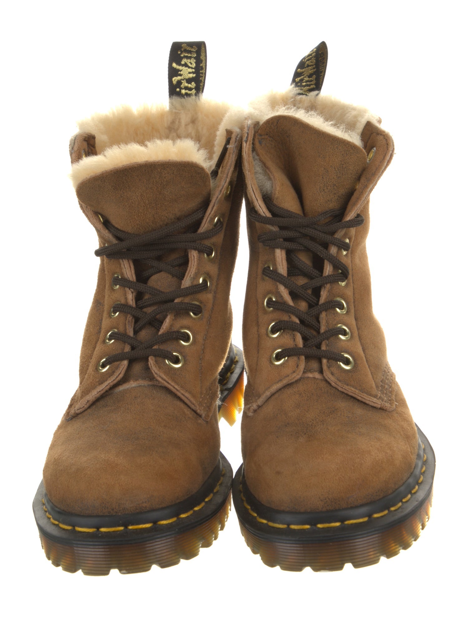 Dr. Martens Leather Faux Fur Trim Combat Boots