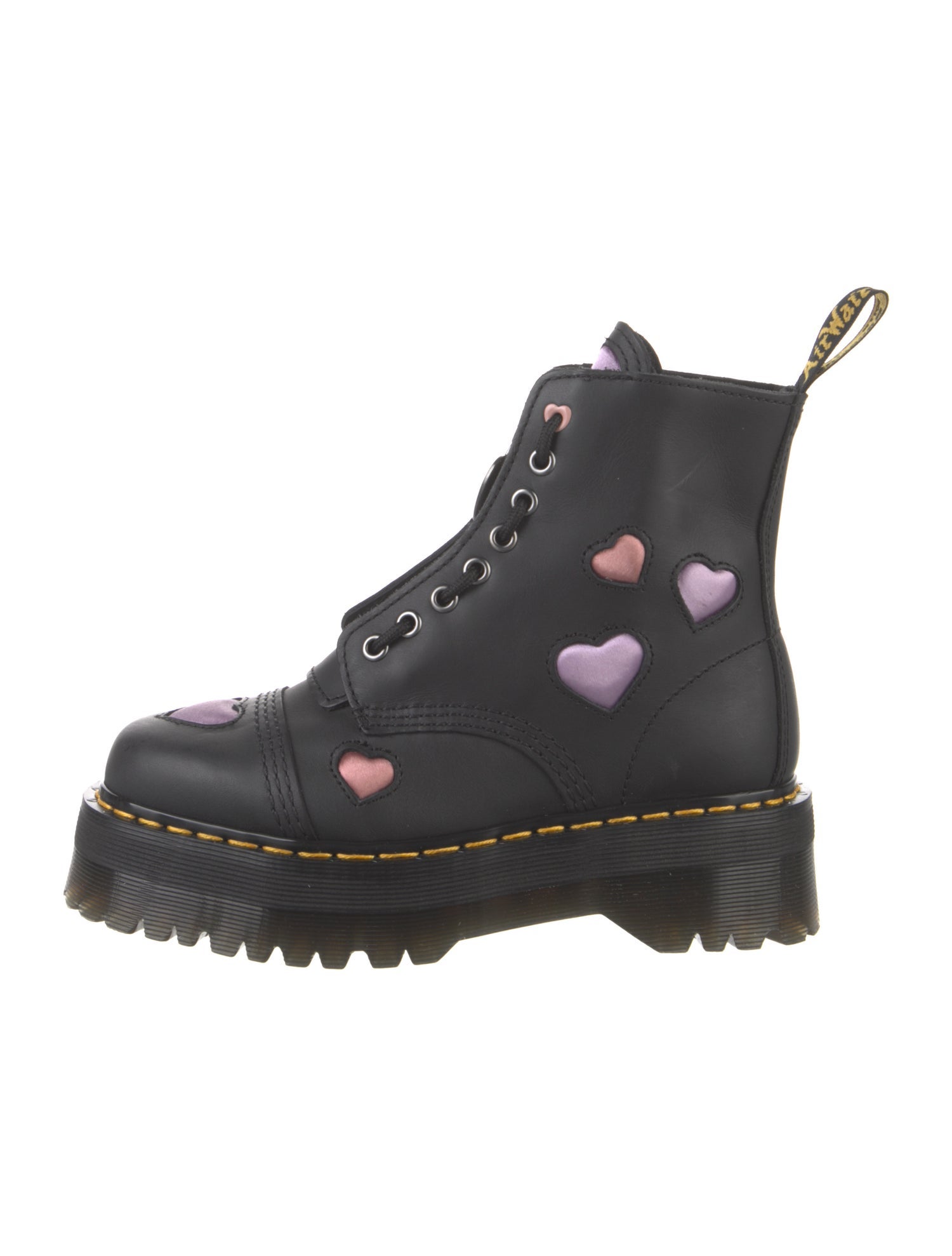 Dr. Martens Leather Graphic Print Combat Boots