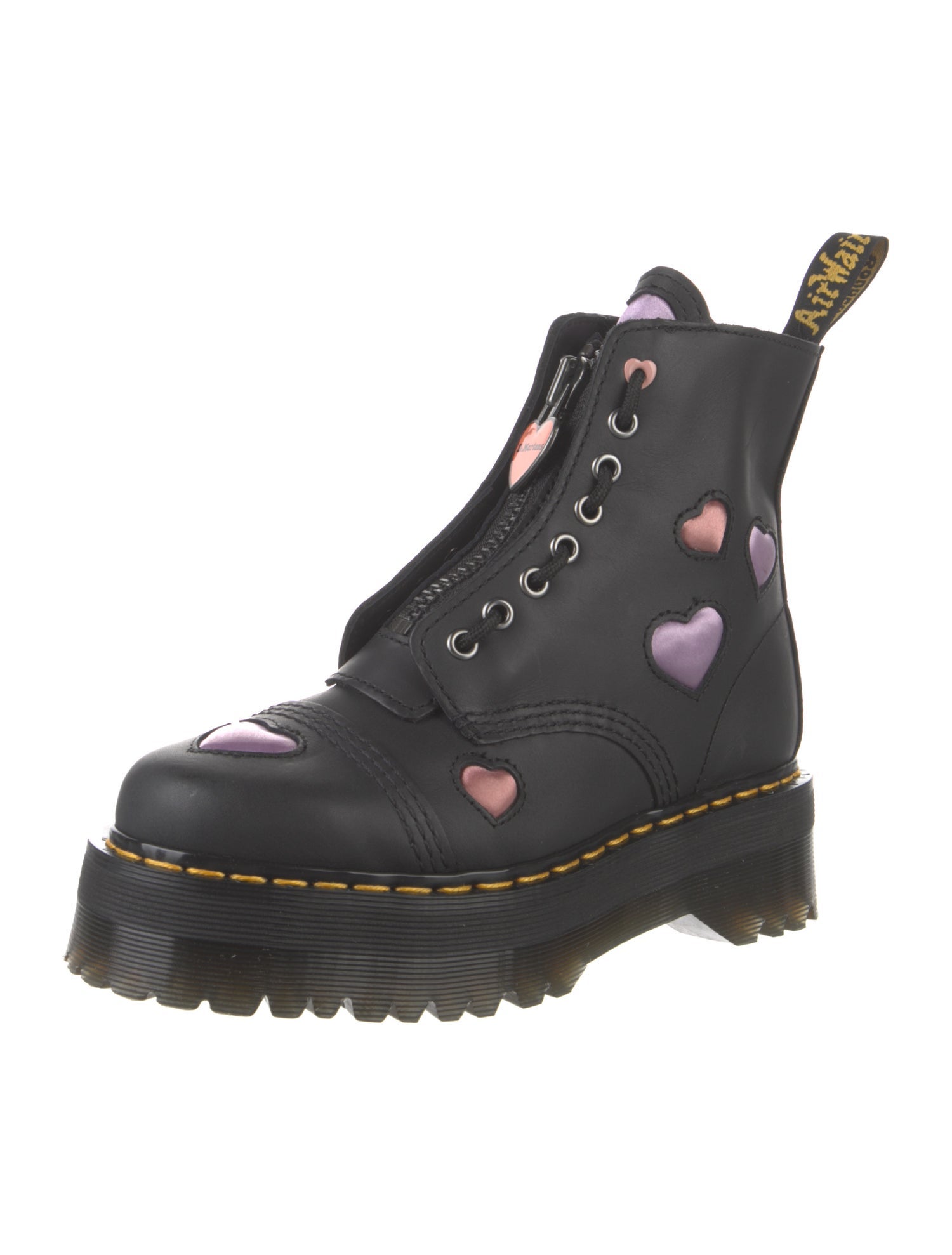 Dr. Martens Leather Graphic Print Combat Boots