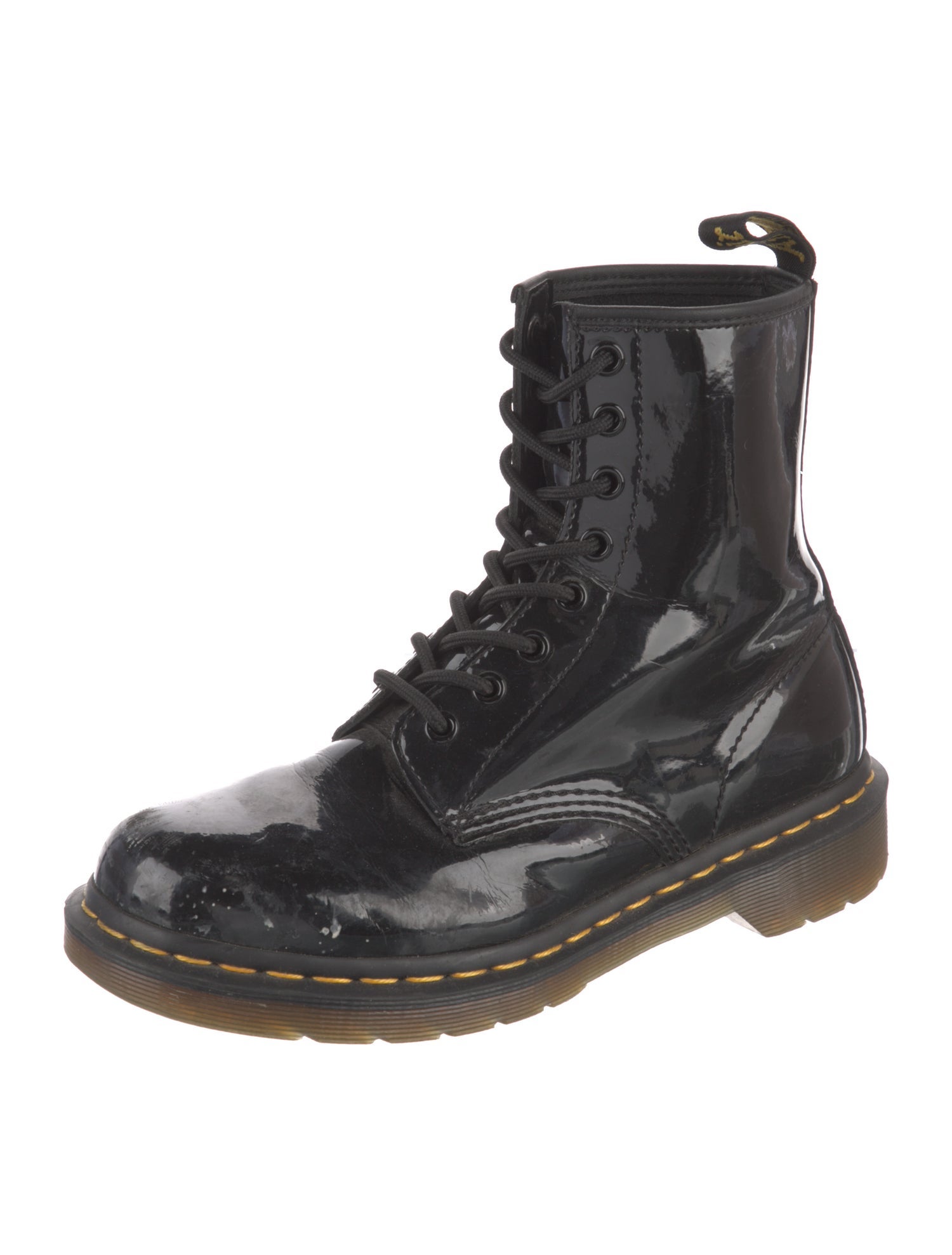 Dr. Martens Patent Leather Colorblock Pattern Combat Boots