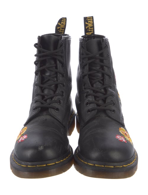 Dr. Martens Leather Floral Print Combat Boots