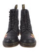 Dr. Martens Leather Floral Print Combat Boots