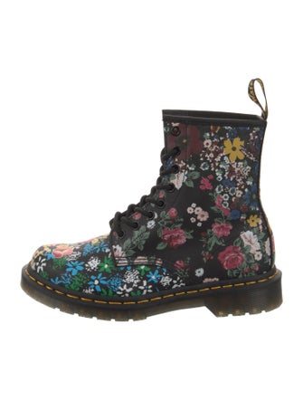 Dr. Martens Leather Floral Print Combat Boots