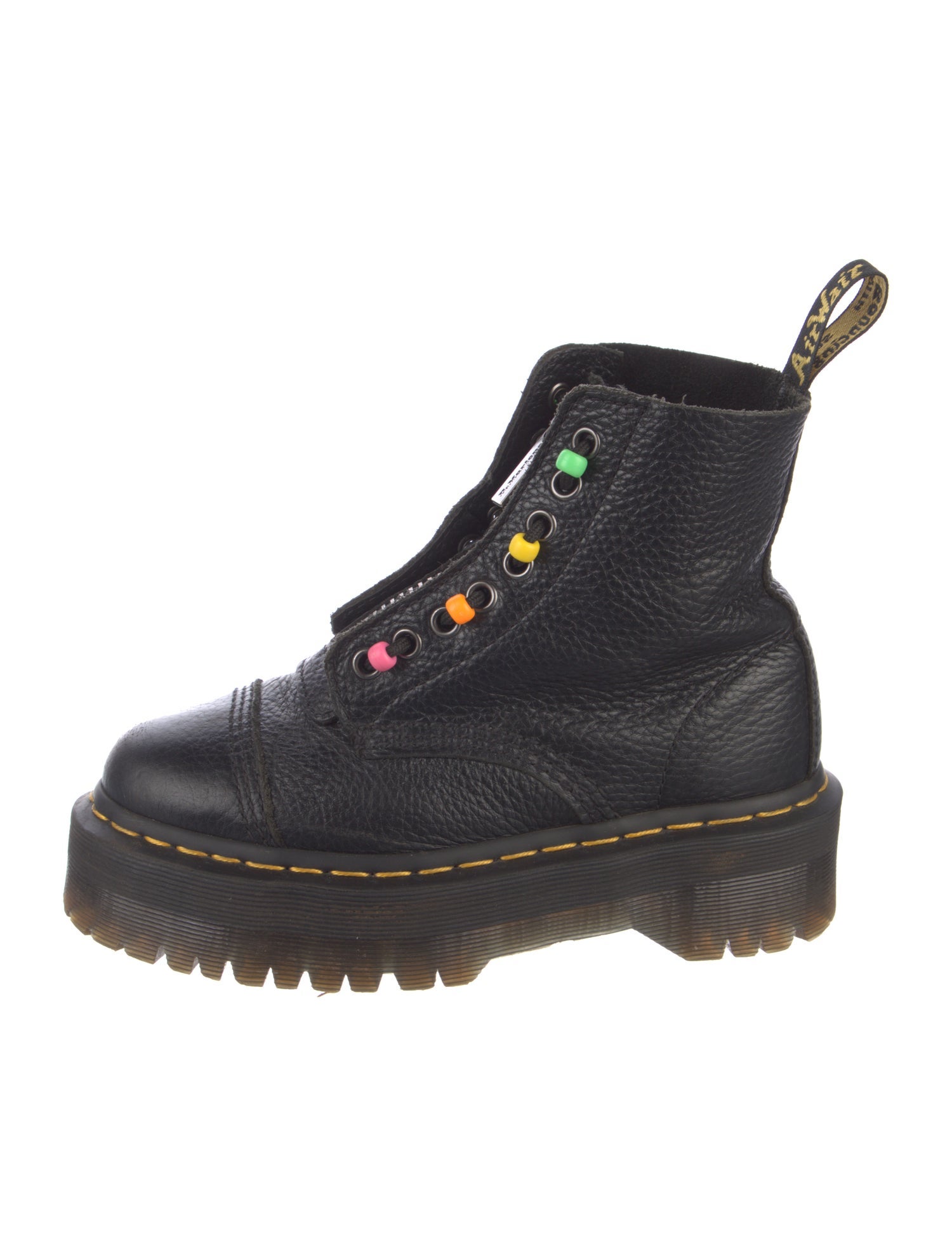 Dr. Martens Leather Beaded Accents Combat Boots