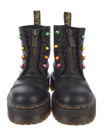 Dr. Martens Leather Beaded Accents Combat Boots