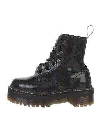 Dr. Martens Patent Leather Colorblock Pattern Combat Boots