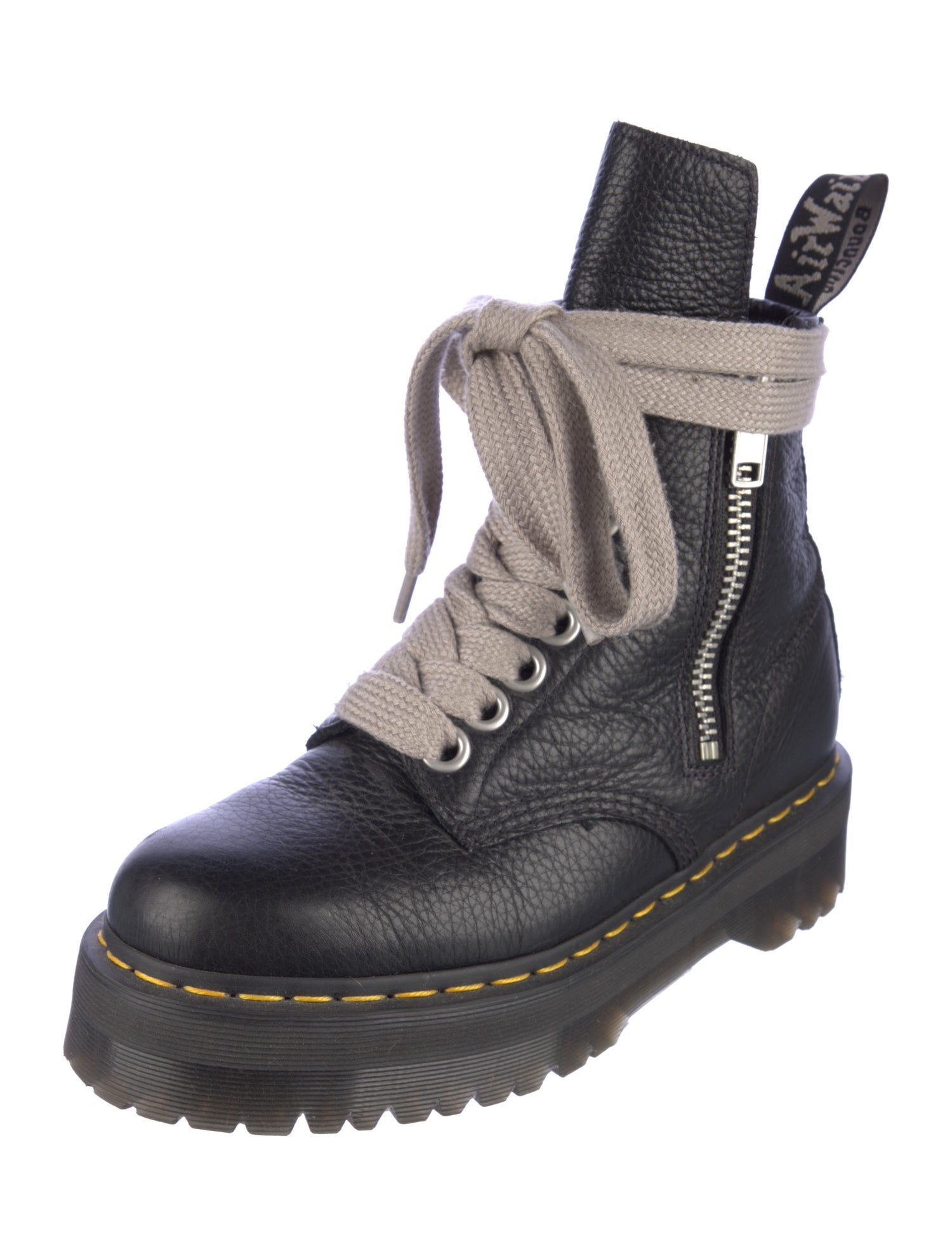 Dr. Martens Rick Owens X Leather Colorblock Pattern Combat Boots