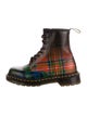 Dr. Martens Leather Plaid Print Combat Boots