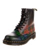 Dr. Martens Leather Plaid Print Combat Boots