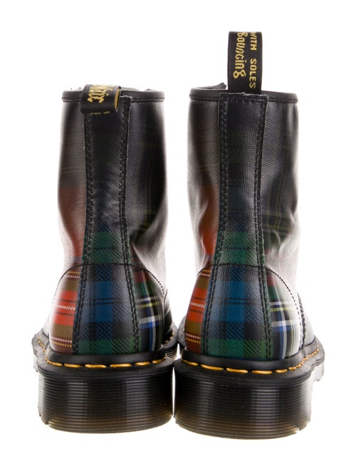 Dr. Martens Leather Plaid Print Combat Boots