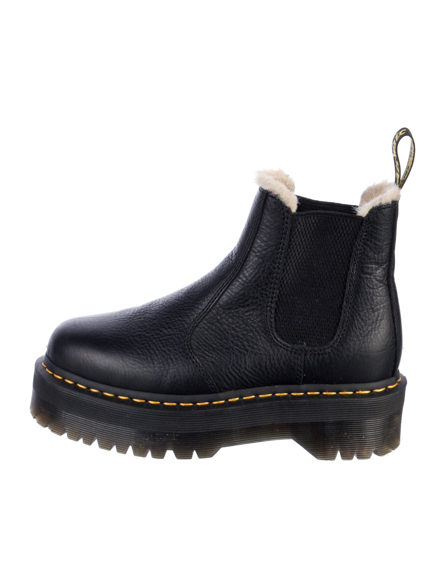 Dr. Martens Leather Faux Fur Trim Chelsea Boots