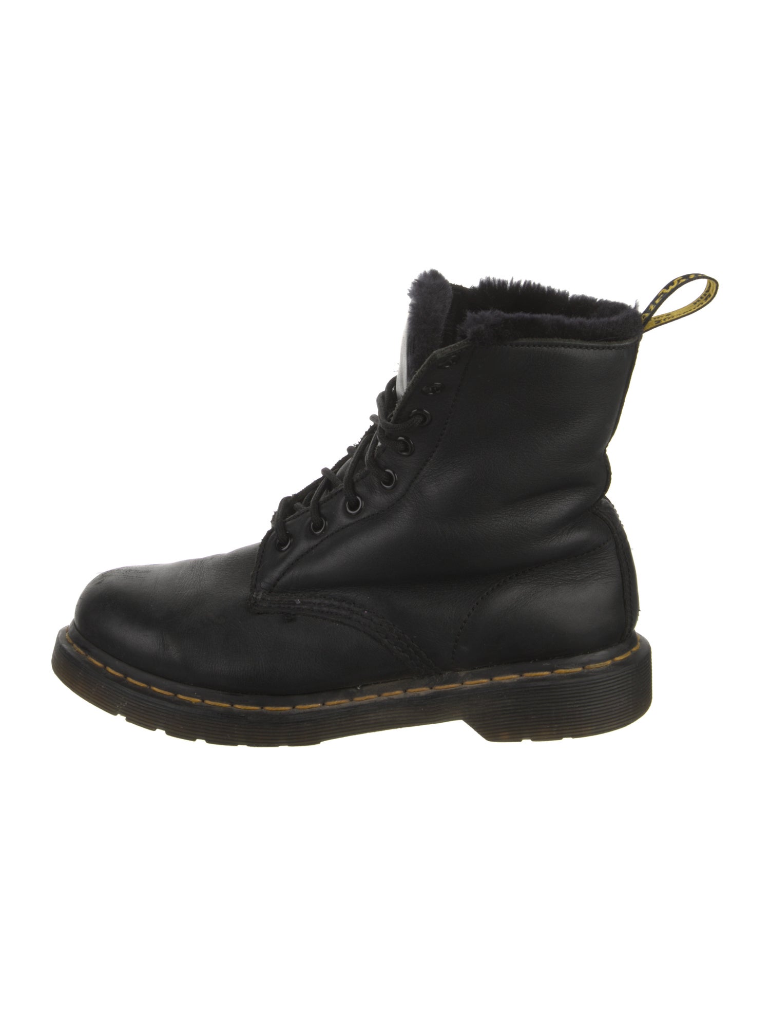 Dr. Martens Leather Colorblock Pattern Combat Boots