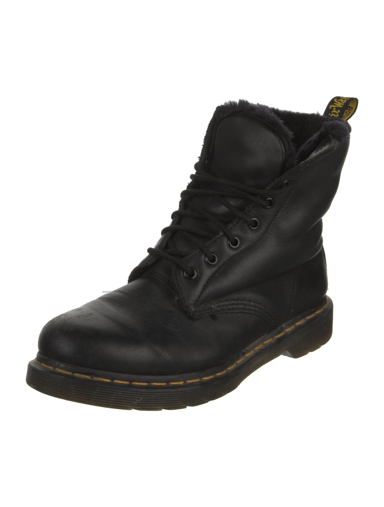 Dr. Martens Leather Colorblock Pattern Combat Boots