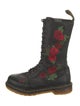 Dr. Martens Leather Floral Print Combat Boots
