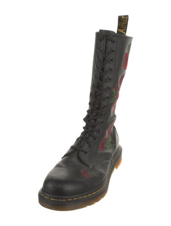 Dr. Martens Leather Floral Print Combat Boots