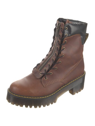 Dr. Martens Leather Colorblock Pattern Combat Boots