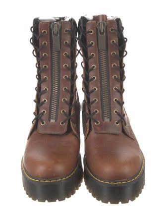 Dr. Martens Leather Colorblock Pattern Combat Boots