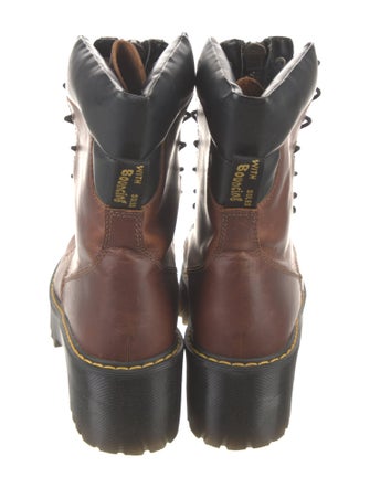 Dr. Martens Leather Colorblock Pattern Combat Boots
