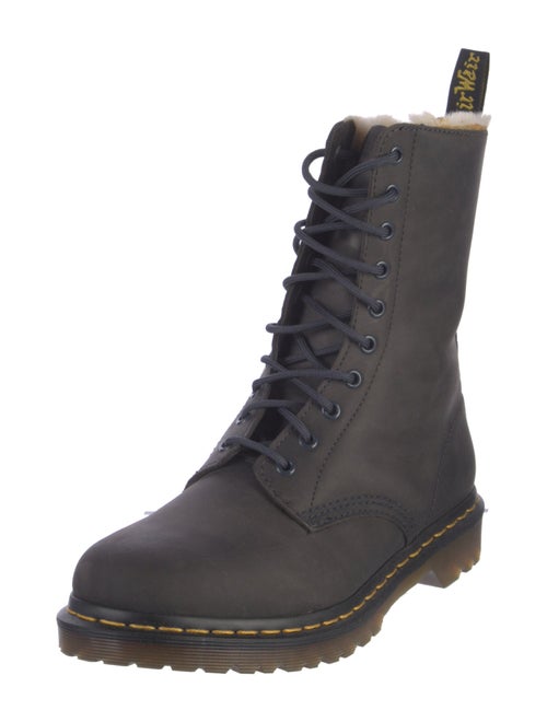 Dr. Martens Leather Colorblock Pattern Combat Boots