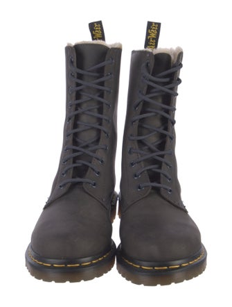 Dr. Martens Leather Colorblock Pattern Combat Boots