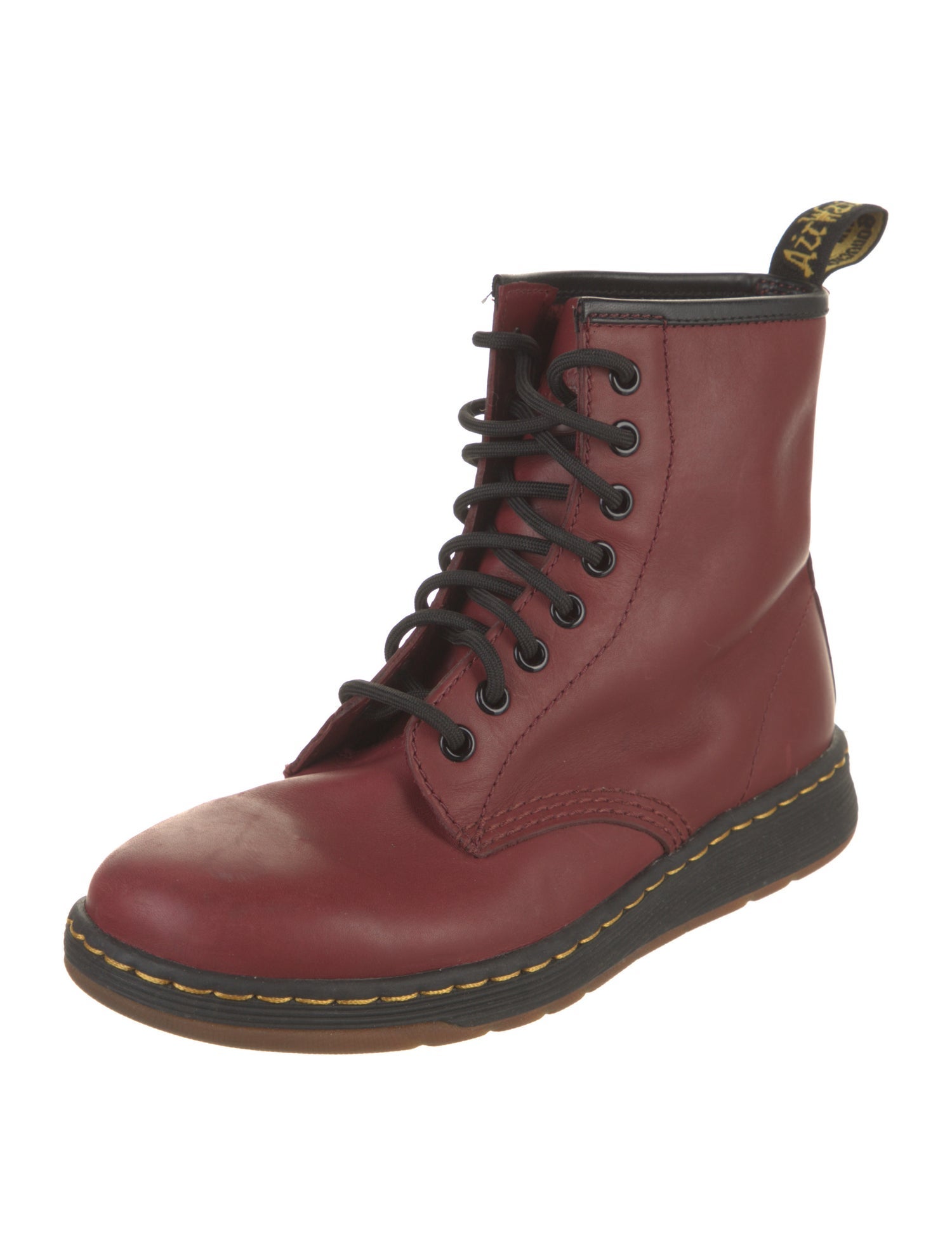 Dr. Martens Leather Colorblock Pattern Combat Boots