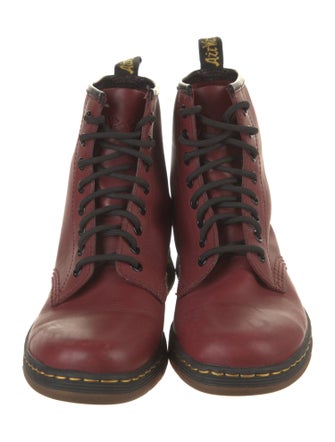 Dr. Martens Leather Colorblock Pattern Combat Boots