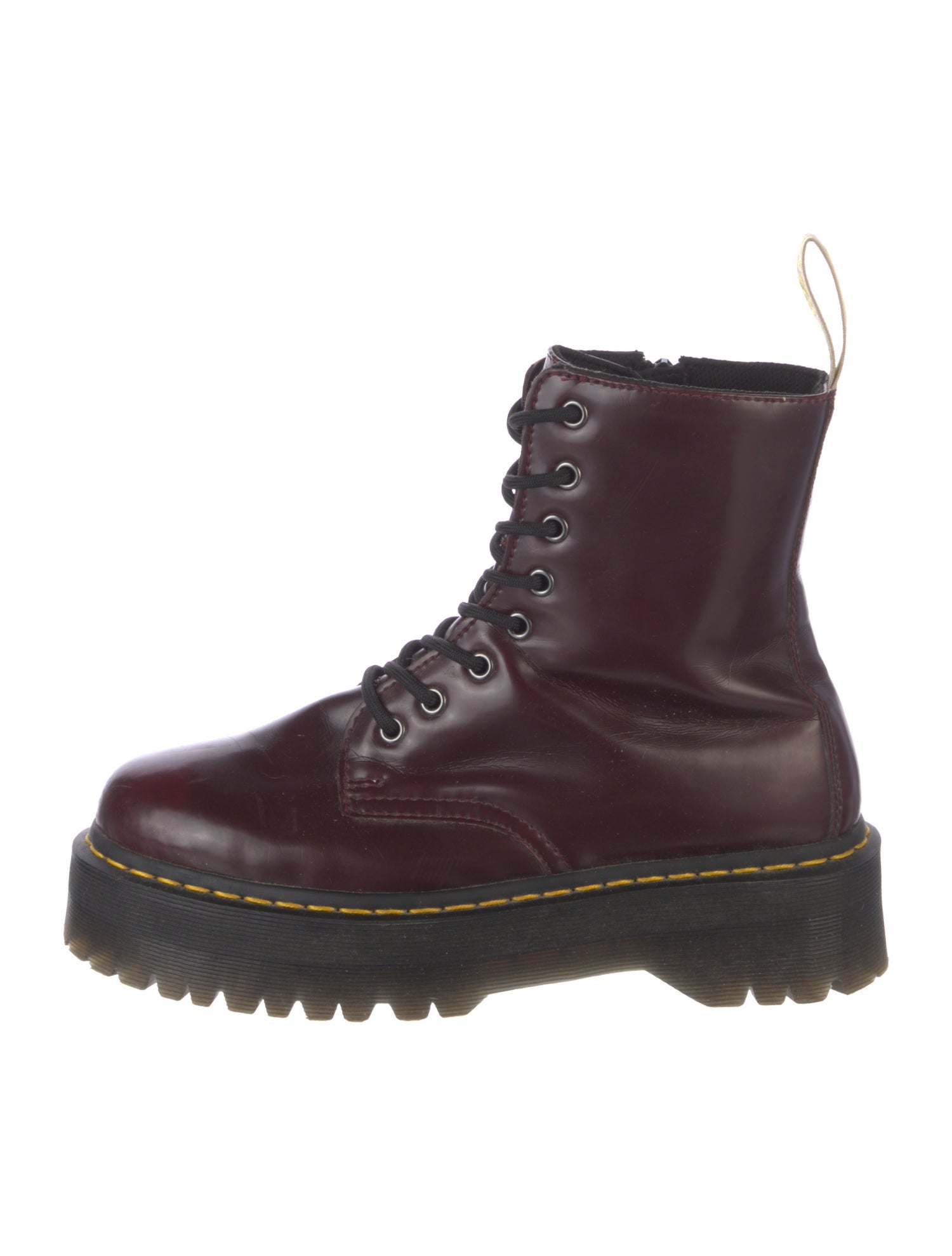 Dr. Martens Patent Leather Colorblock Pattern Combat Boots