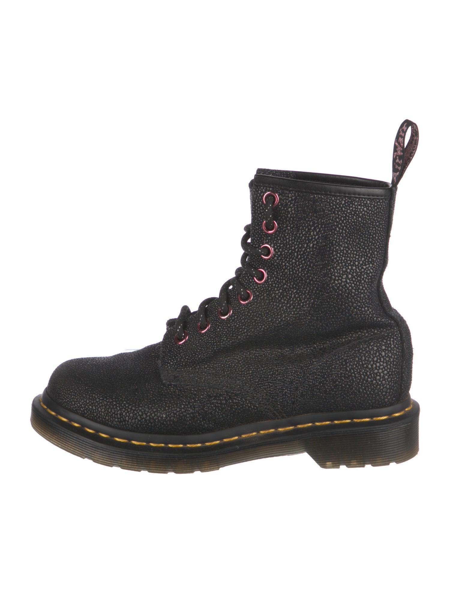 Dr. Martens Leather Glitter Accents Combat Boots