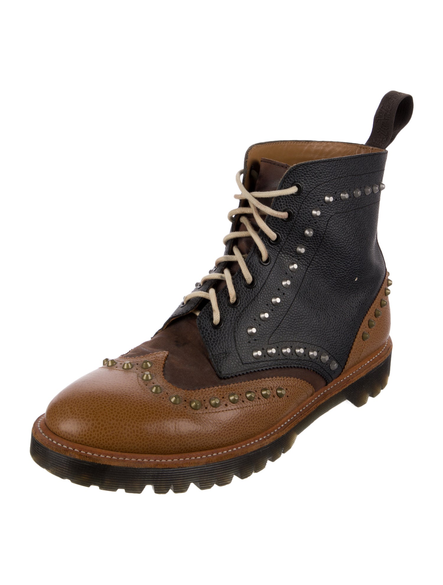 Dr. Martens Leather Colorblock Pattern Lace-Up Boots