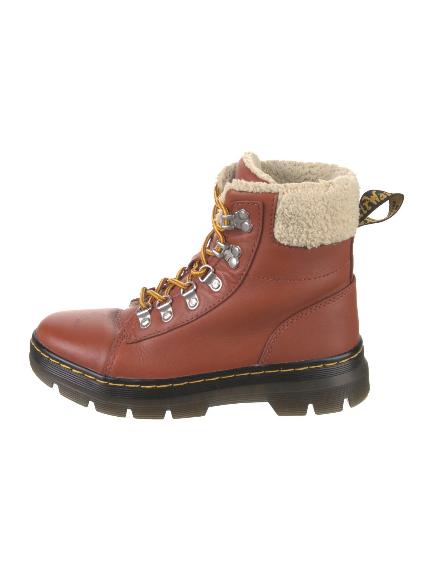 Dr. Martens Leather Faux Fur Trim Combat Boots