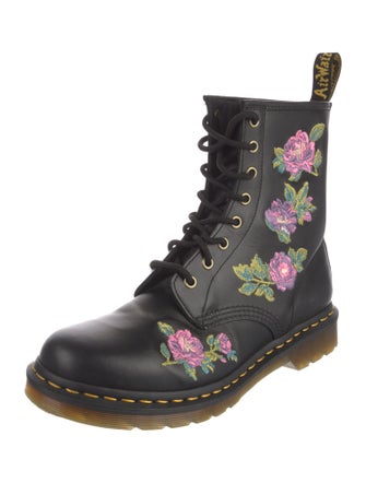 Dr. Martens Leather Floral Print Combat Boots