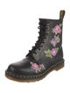 Dr. Martens Leather Floral Print Combat Boots