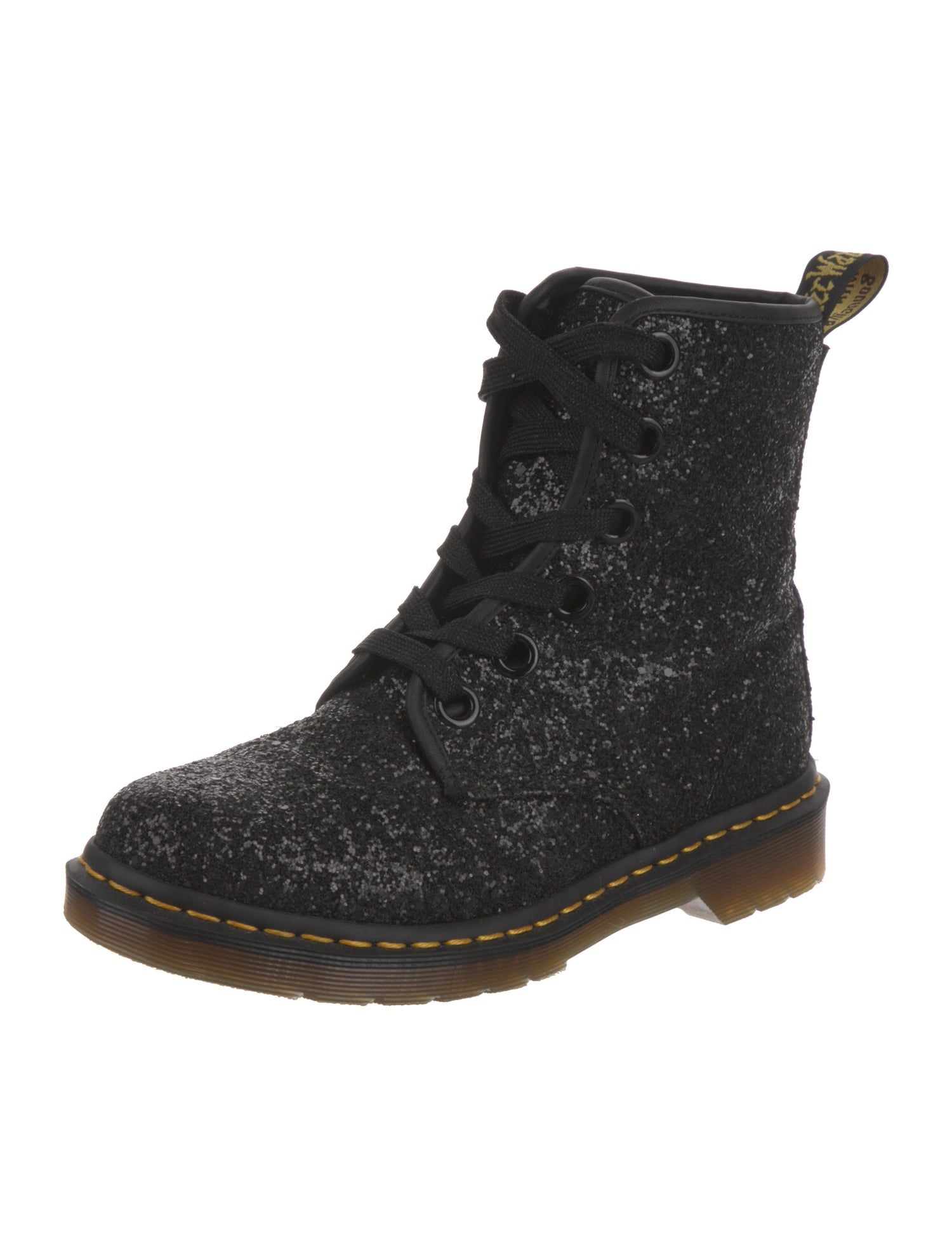 Dr. Martens Glitter Leather Trim Embellishment Combat Boots