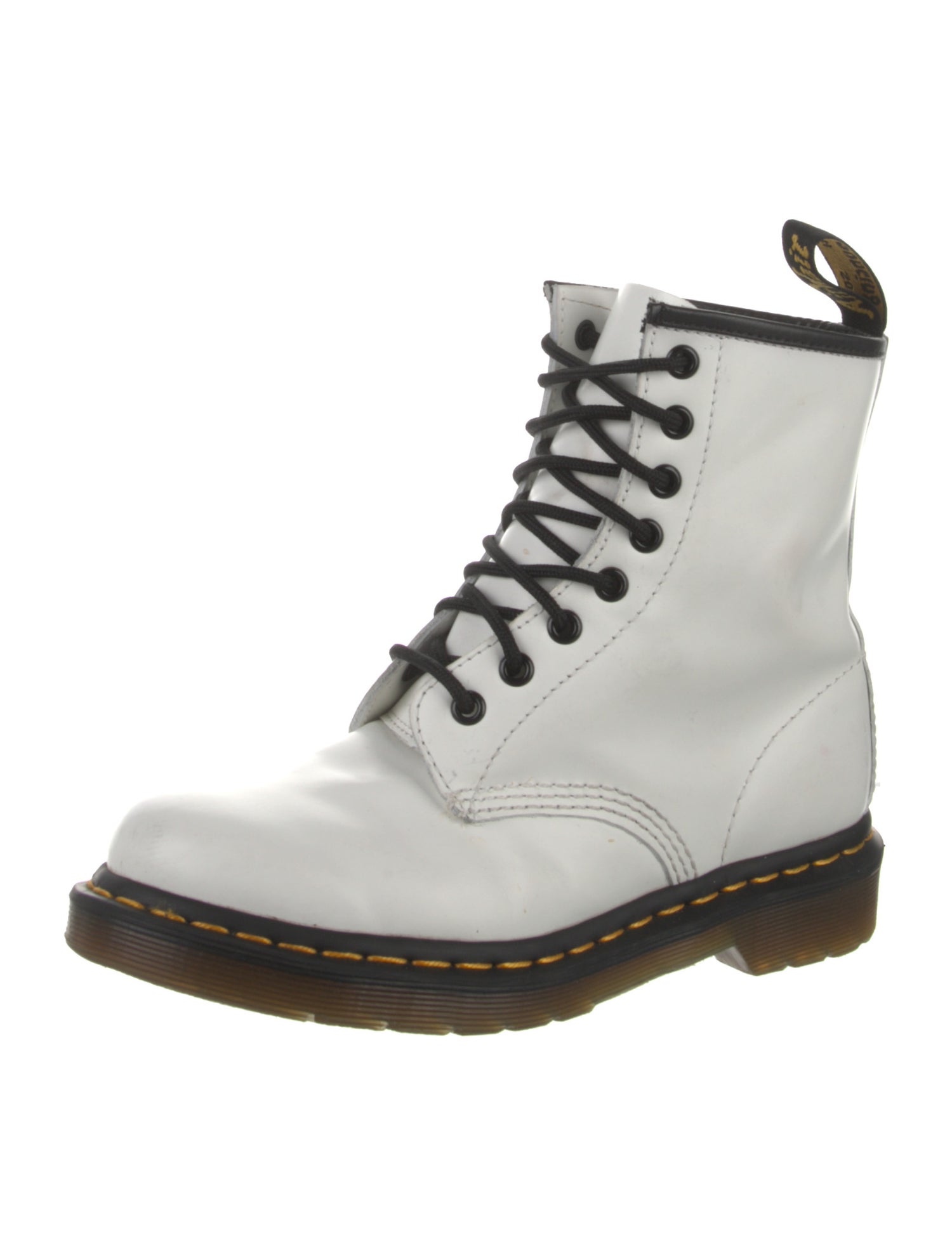 Dr. Martens Leather Colorblock Pattern Combat Boots