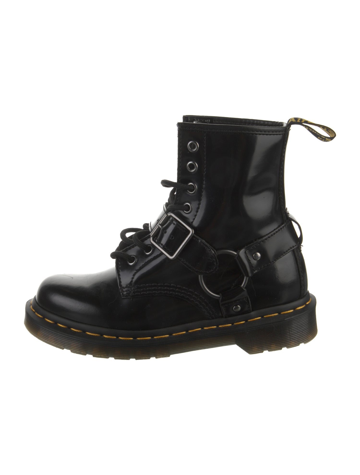 Dr. Martens Patent Leather Leather Trim Embellishment Combat Boots