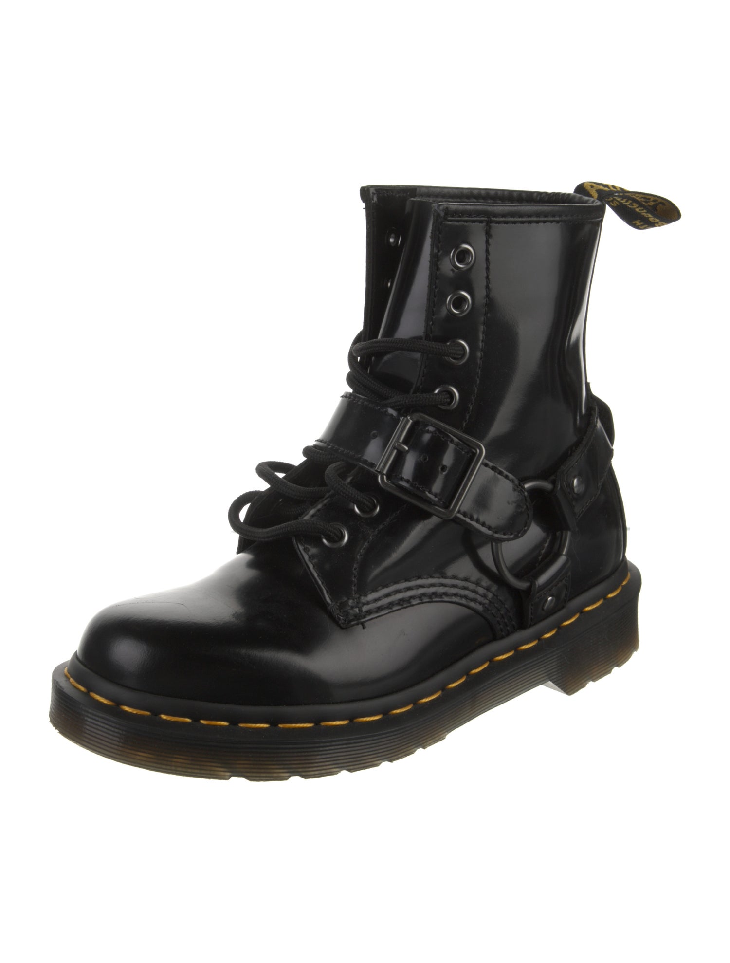Dr. Martens Patent Leather Leather Trim Embellishment Combat Boots