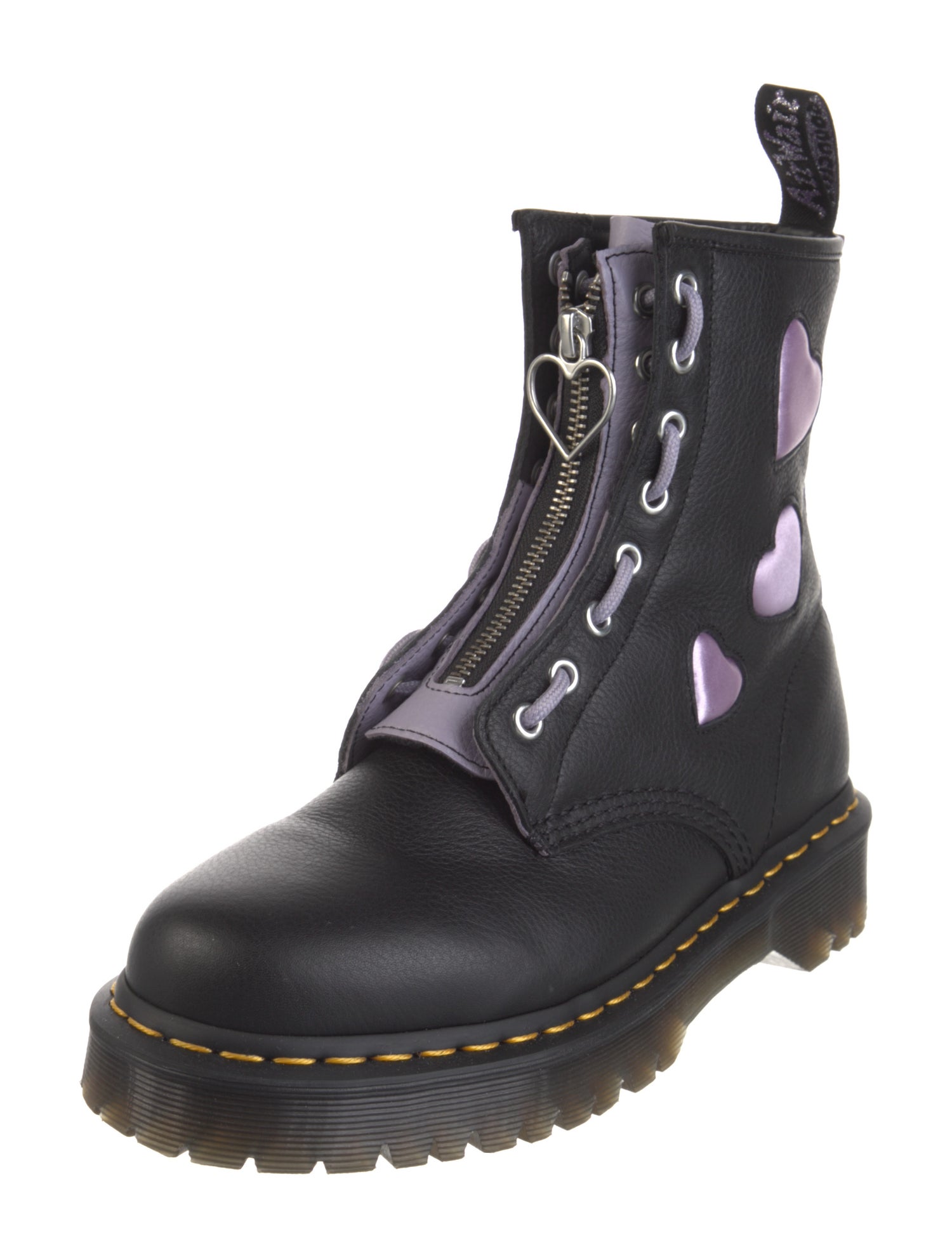 Dr. Martens Leather Graphic Print Combat Boots