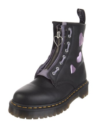 Dr. Martens Leather Graphic Print Combat Boots