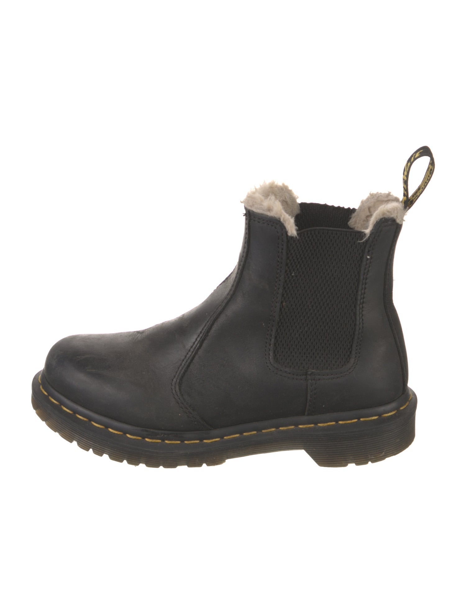 Dr. Martens Leather Fur Trim Chelsea Boots