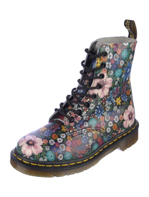 Dr. Martens Leather Floral Print Combat Boots