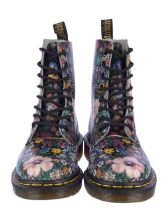 Dr. Martens Leather Floral Print Combat Boots