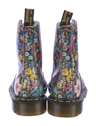 Dr. Martens Leather Floral Print Combat Boots