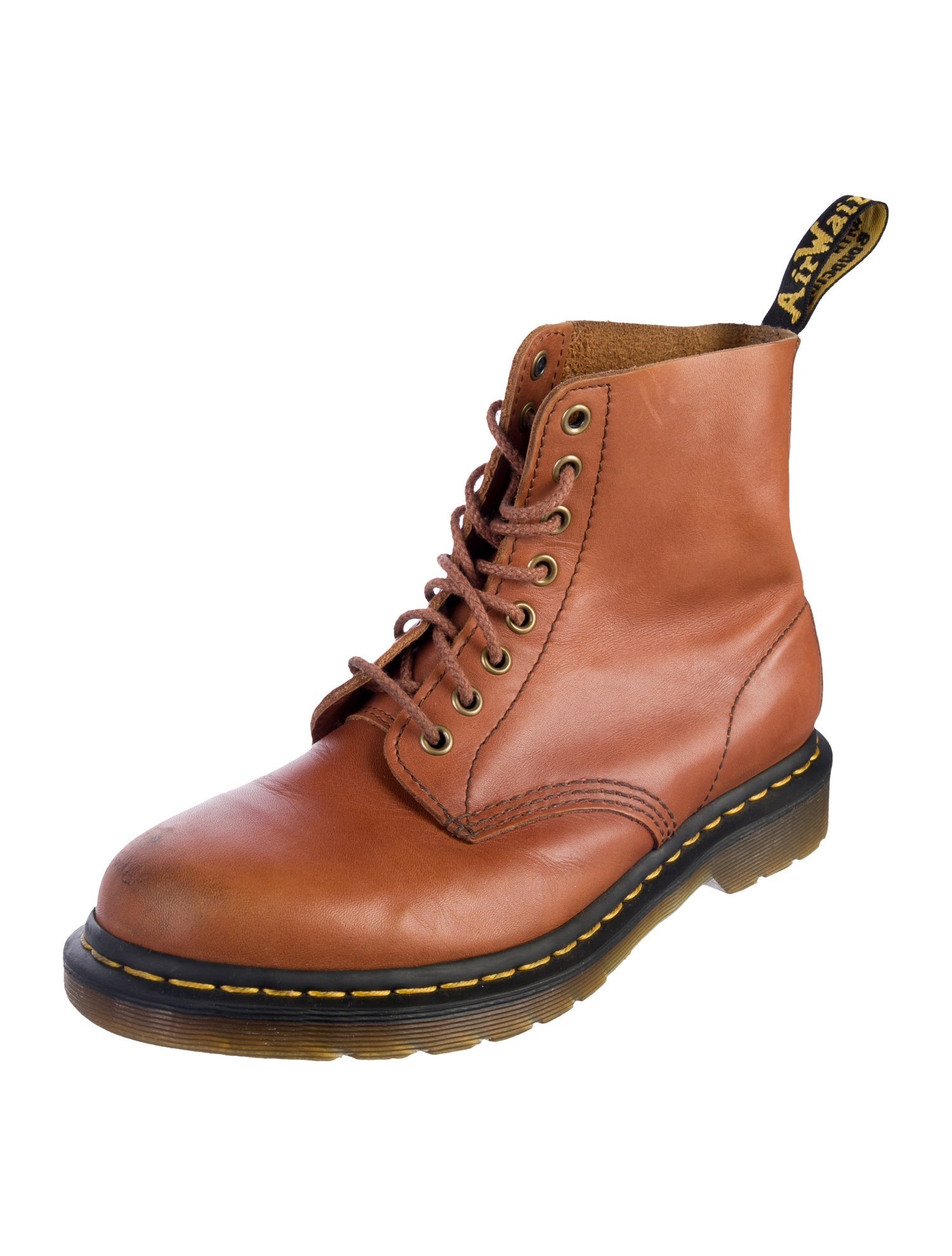 Dr. Martens Leather Colorblock Pattern Combat Boots