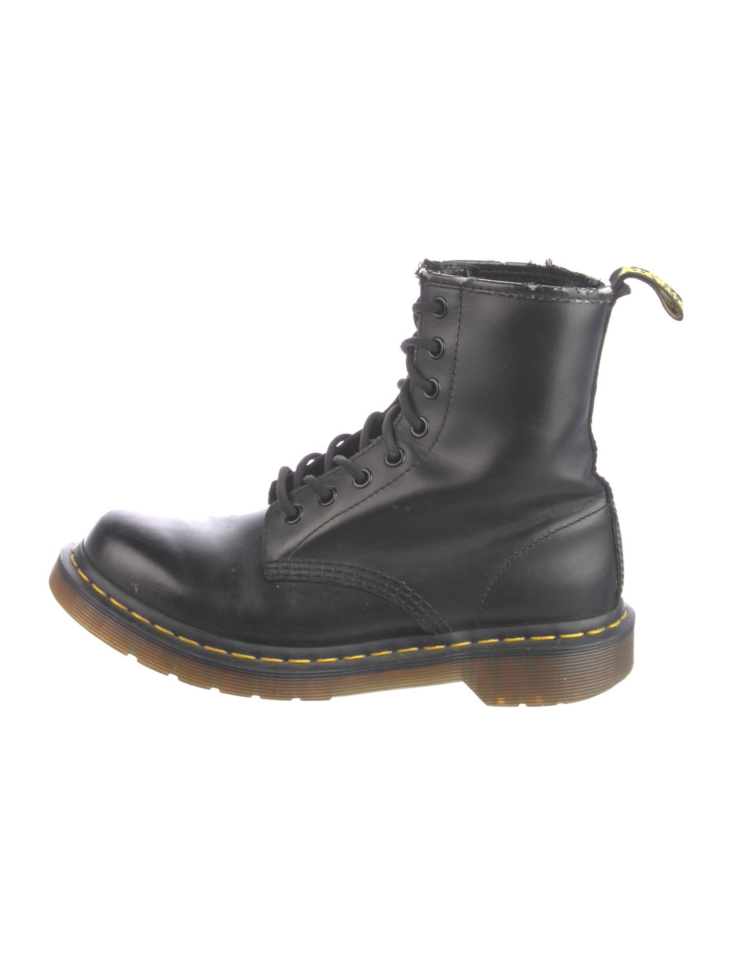 Dr. Martens Leather Colorblock Pattern Combat Boots