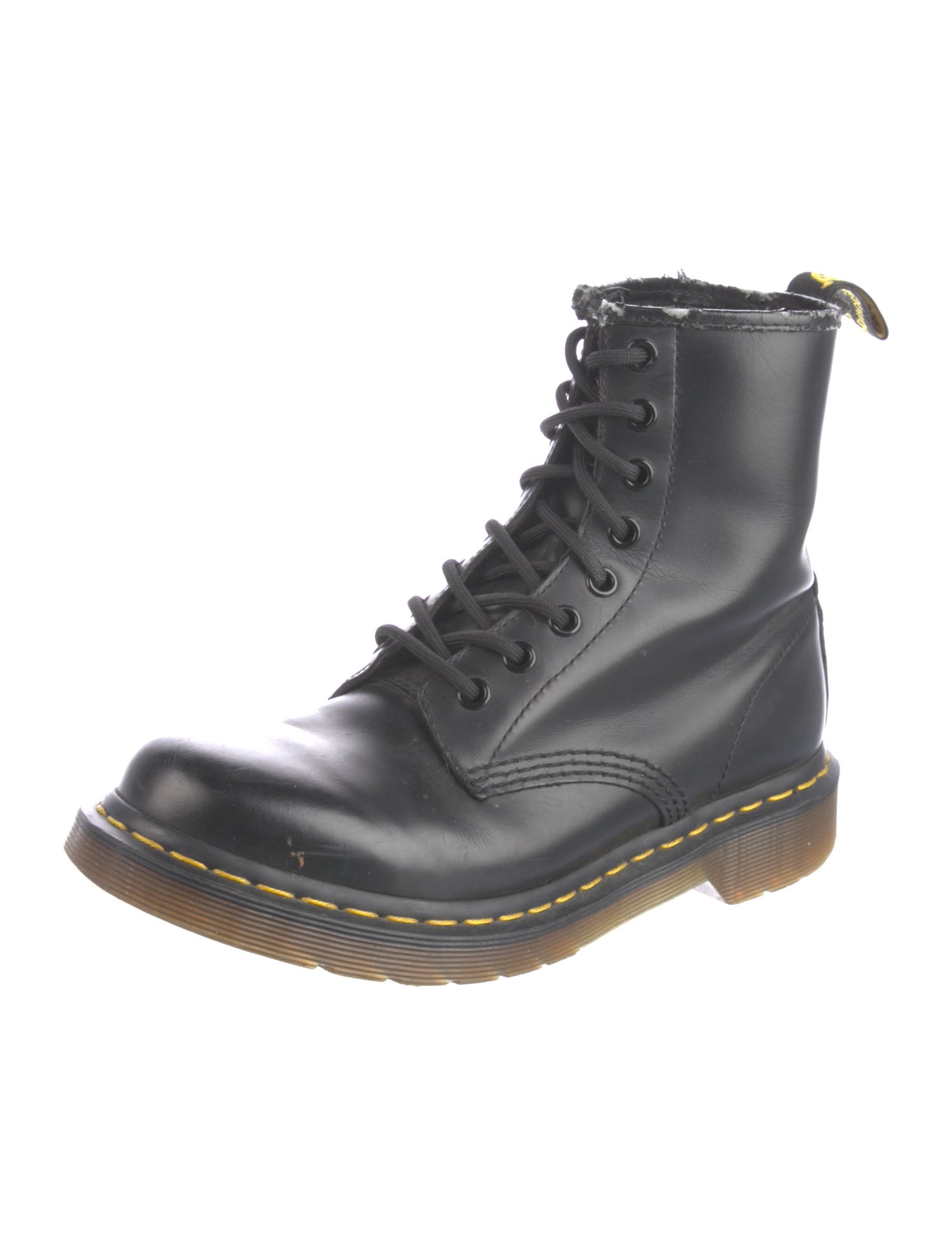Dr. Martens Leather Colorblock Pattern Combat Boots