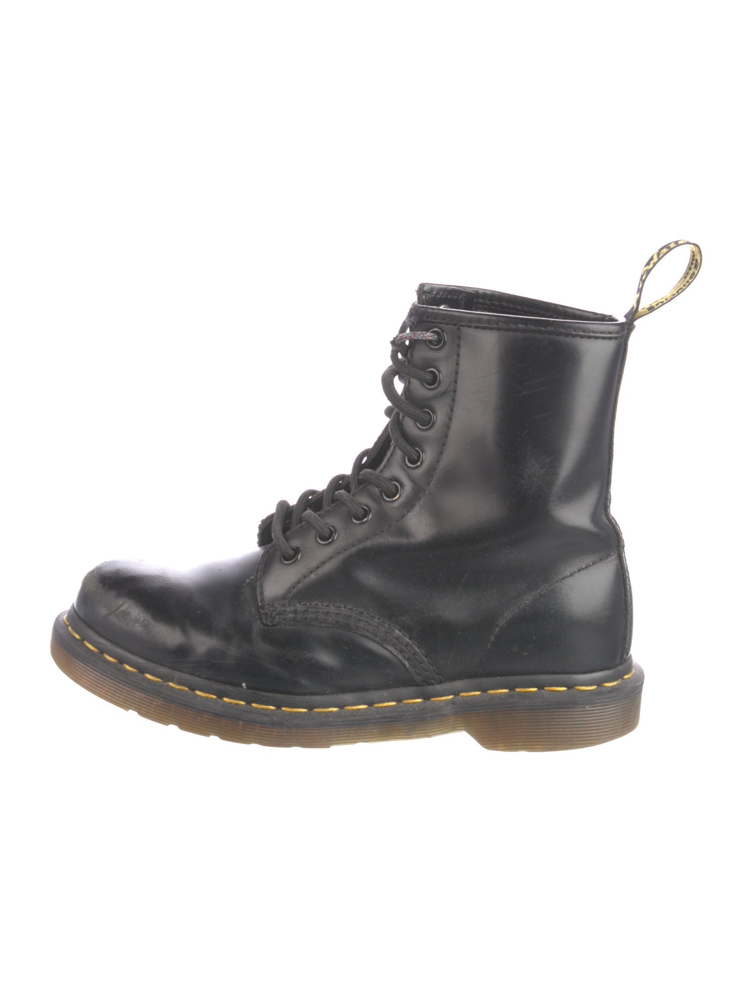 Dr. Martens Leather Colorblock Pattern Combat Boots